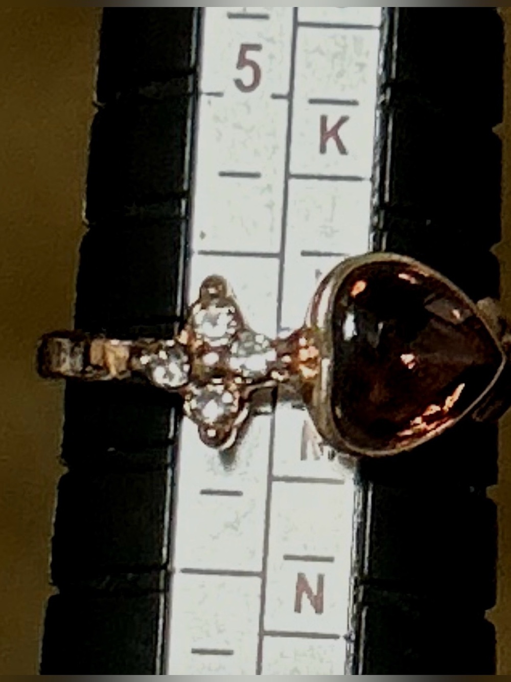 Heart Gem Gold tone Ring with purple and clear stones - Picture 2 of 3
